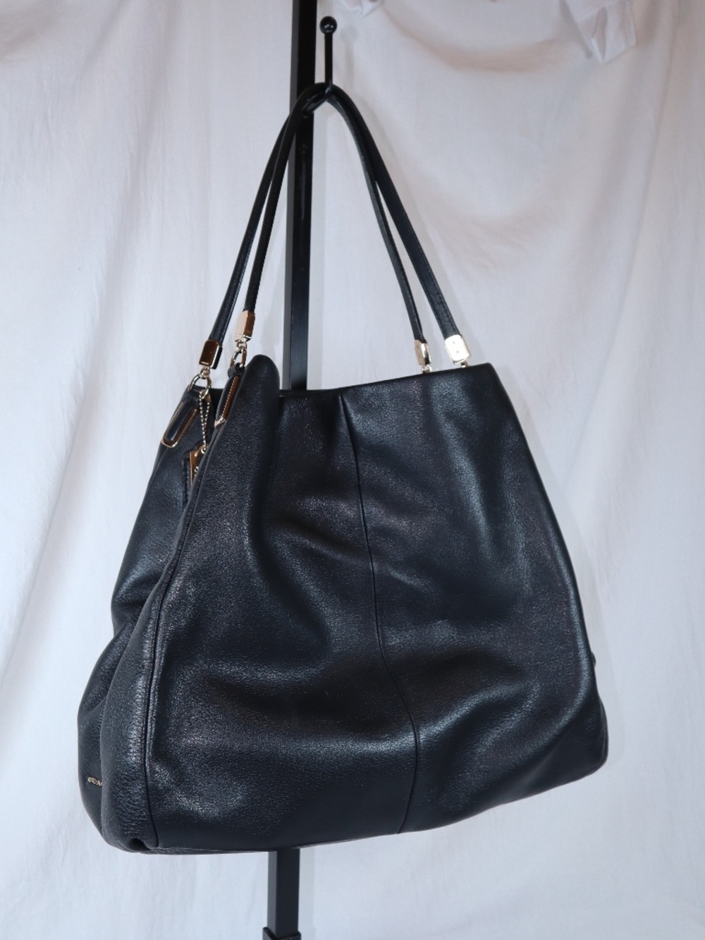 Coach Madison Phoebe Black Pebbled Leather 3 Compartment Should Bag - Picture 2 of 16